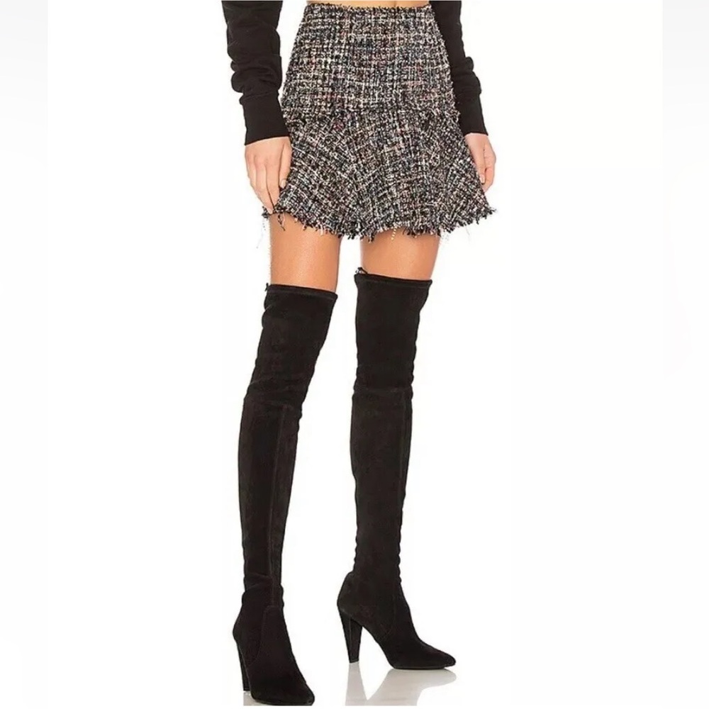LPA Revolve mini tweed raw hem skirt XS